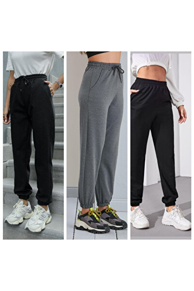 GOLSREY 3-Piece Women's Comfortable Fit Rubber-Headed Sweatpants (Regenerated...