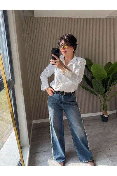 ROZERA Kenarları Taşlı Jean
