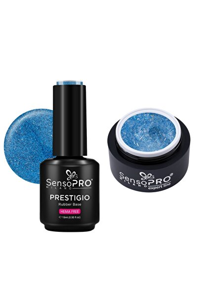 SensoPRO Milano Комплект строителен гел и гумена основа, Синя лагуна -