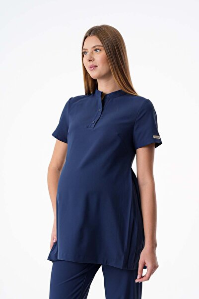 almesta Premium MELİNA Hamile Cerrahi Üst Kısa Kol - Lacivert