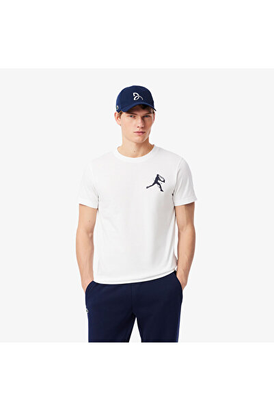 Lacoste Tennis x Novak Djokovic Erkek Regular Fit Bisiklet Yaka Baskılı Beyaz...