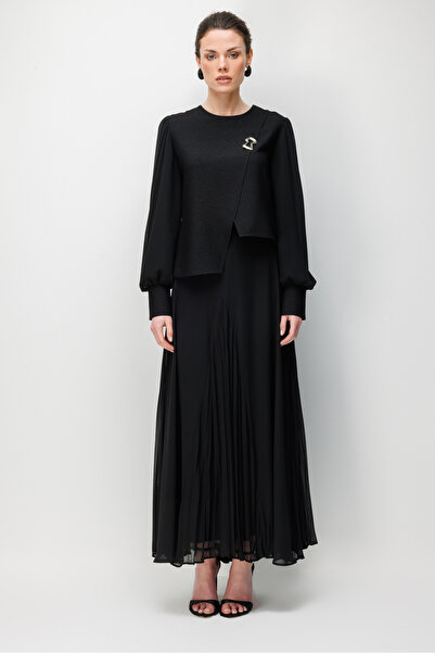 Esswaap Kraş Detaylı Etekli Takım Siyah