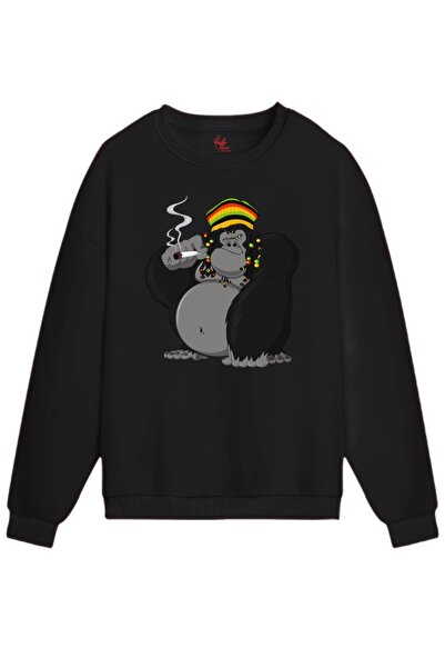 Rabona Fashion Dumanlı Goril – Hanorac cu design în stil Rasta - Hanorac cu g...