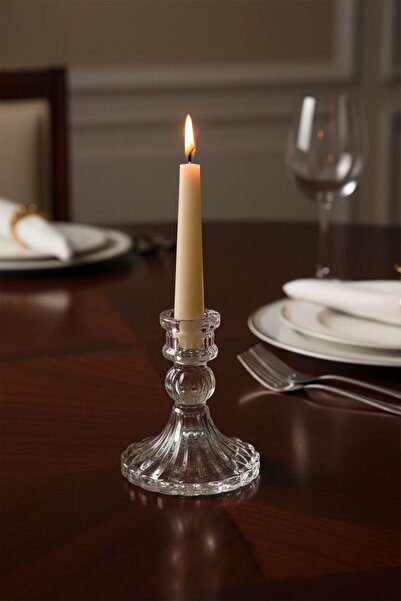 Bereketli Store Küçük Boy Cam Şamdan | Şık Dekoratif Mumluk ve Masa Aksesuarı