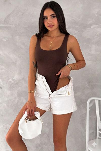 By Kuzey Aras Sandy Fit Basic Women's Bodysuit with Straps