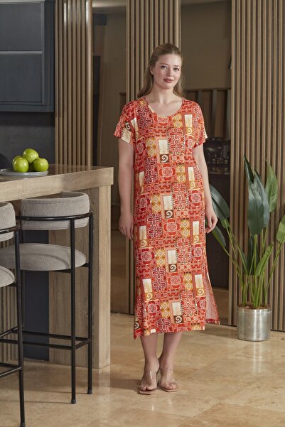 Cossy By Aqua Short Sleeve Patterned Midi Home Dress Cossybyaqua 26678-40