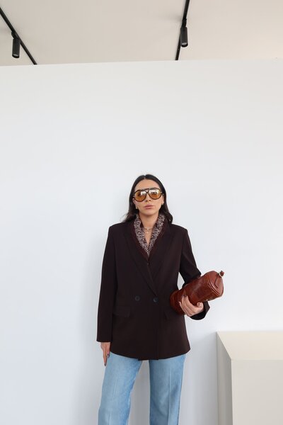 Özge Özgenç Kruvaze Yaka Blazer Ceket