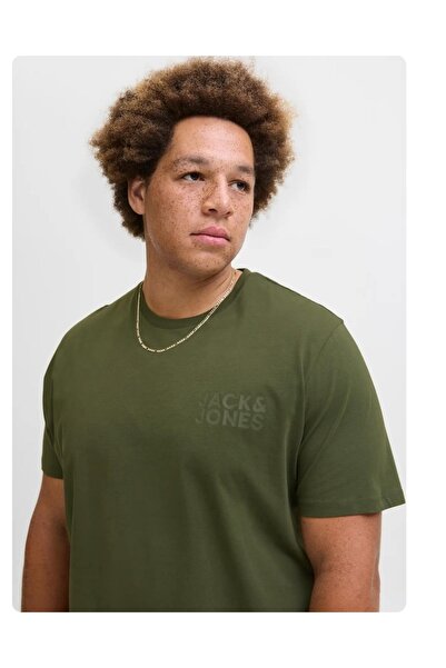 Jack & Jones Cycling Round Neck Logo Printed Oversized T-Shirt Khaki