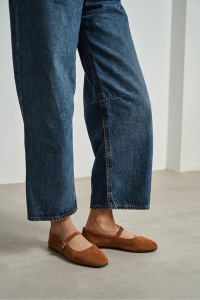 NİŞANTAŞI SHOES Mono Taba piele întoarsă piele naturală Detaliu cataramă talp...