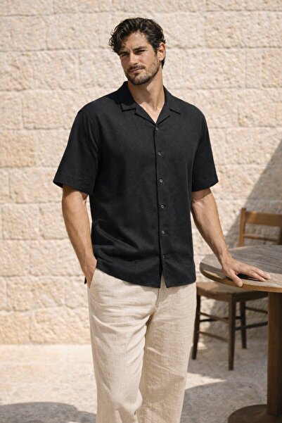 Valiberta Doris Oversized Kalıp Odessa Kumaş Resort Collar Short Sleeve Men's...