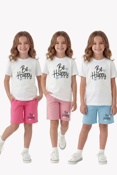 FYK COLLECTİON Σετ 3 τεμαχίων για κορίτσια με καλοκαιρινό σχέδιο και λεπτομέρ...