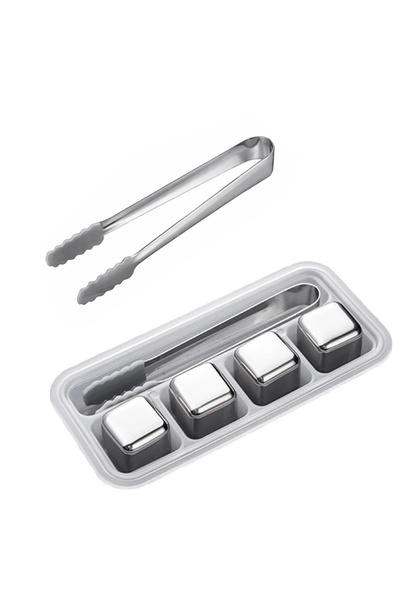 Coverzone 4-Cube Stainless Steel Ice Mold Non-Diluting Non-Melting Ice Cube