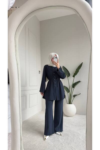 Mogi Butik Button Detailed Hijab Women's Tnsel Set 3155 – Special Series