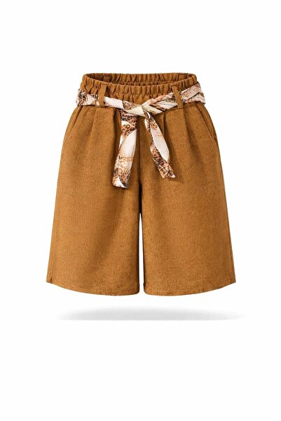 Miss Poem Жіночі коричневі шорти з поясом, вільного крою