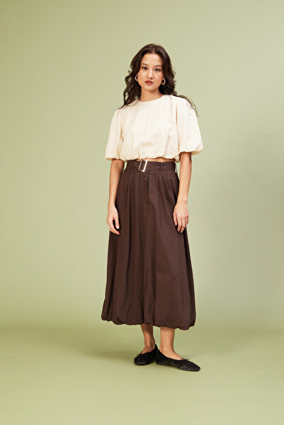 Nisan curea FUSTĂ MIDI DETALIATĂ TIP BĂLON