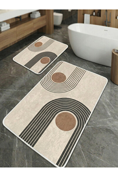 huhuli 2-Piece Non-Slip Sole Kitchen and Bathroom Mat Set Washable Runner Rug...