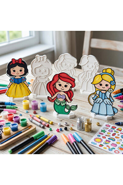 STAAU Çocuk Prensesler Temalı Boyama Seti - Çocuklar İçin Boyanabilir 3D Akti...