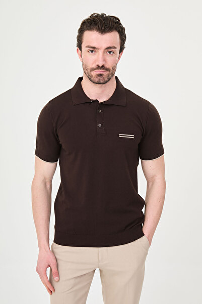 Mcr Tricotaj pentru bărbați cu guler polo și nasturi metalici, simplu slim fi...