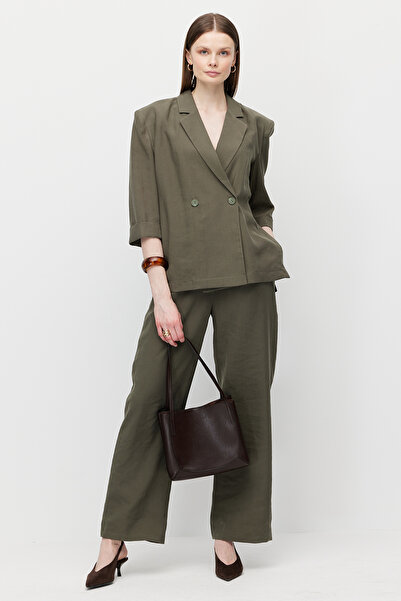 PAULMARK Women's Linen Look Straight Cut Trousers