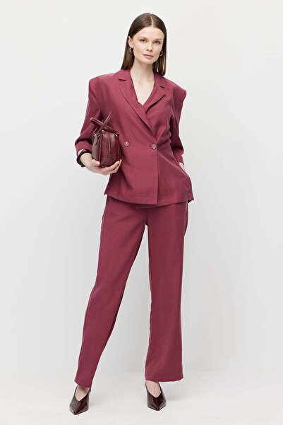 PAULMARK Women's Linen Look Straight Cut Trousers