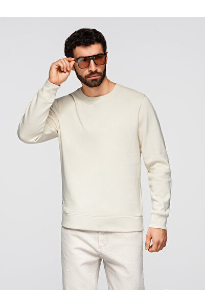 OMBRE Bărbați Hanorac Bumbac Modern OM-SSBN-0271 Crem