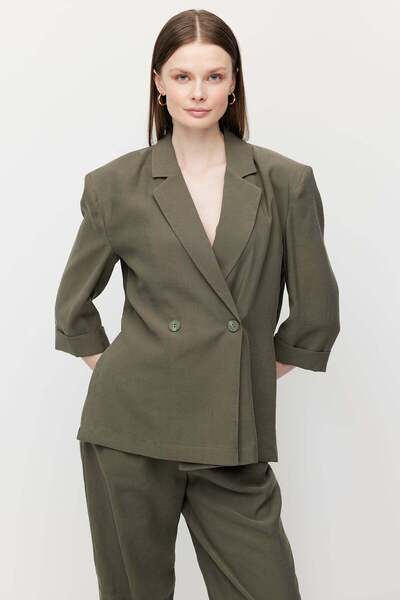 PAULMARK Women's Linen Look Unlined Oversized Jacket