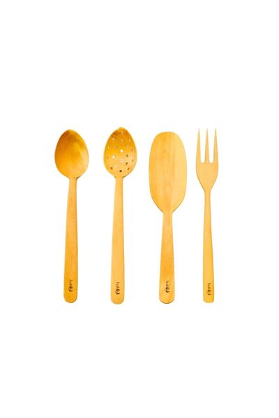 Hakiki Store Kişiye Özel Şimşir 4'lü Mutfak Seti 30 Cm