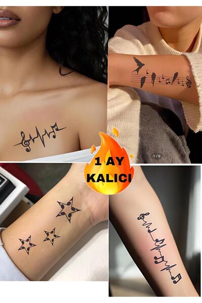 Mecit Tuhafiye 1 AY KALICI NOTALAR YILDIZLAR KOL BİLEK VUCUT İÇİN GEÇİCİ DÖVME