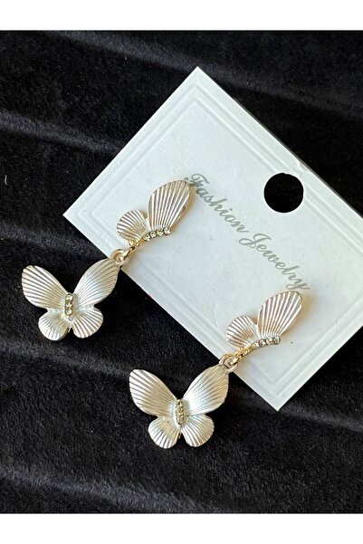 Luxiva Butterfly and Flower Design Dangle Enamel Inlaid Trendy Steel Women's ...