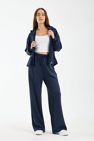 Gugus Women's Modal Fabric Zippered Waist Cinching Detail B Wide-Leg Track Su...