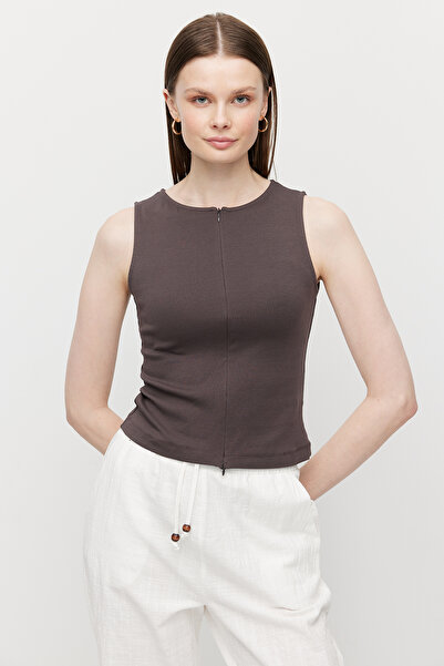 PAULMARK Women's Double Zipper Corded Fabric Bodysuit