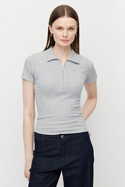 PAULMARK Women's Half-Zip Collared Bodysuit