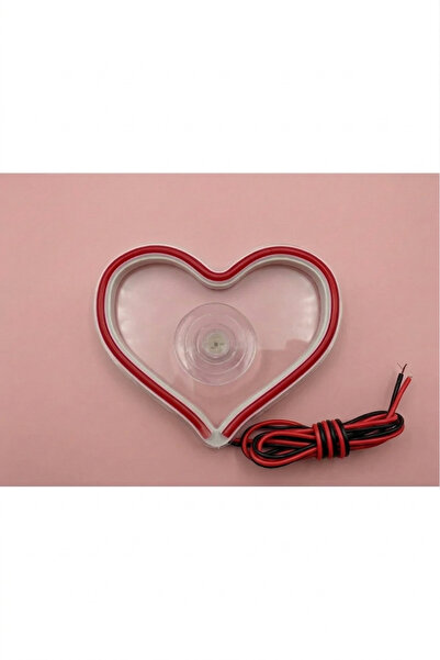 ADA OTO Araç İçi Neon LED Kalp Dekor – 12V Uyumlu & Vantuzlu