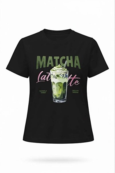 Miss Poem Γυναικείο μπλουζάκι Black Matcha Latte με τύπωμα 100% Βαμβάκι