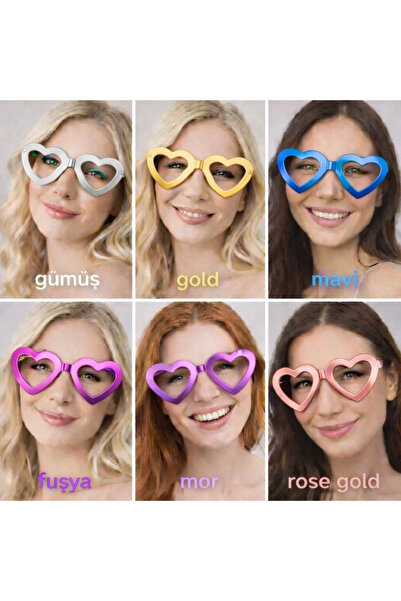 evimdeyokyok Heart Shaped Party Glasses 12 Pieces – 6 Colors (Without Glass)