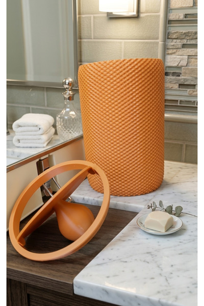 NESLİDEKOR Modern Geometrik Dokulu Döner Kapaklı Masaüstü Çöp Kutusu- 18 cm -...