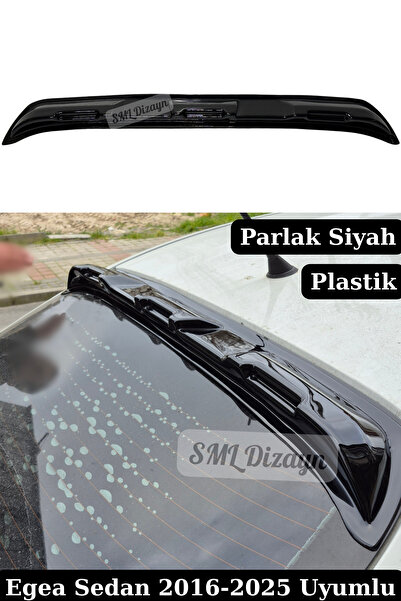 SML Dizayn Fiat Egea Sedan 2016-2025 Uyumlu Arka Cam Üstü Spoiler - Piano Bla...