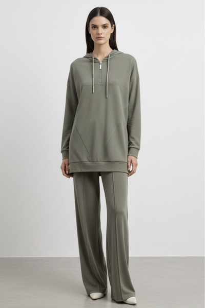 Loreen Hooded Zipper Detail Tunic Set-Çağla Çağla