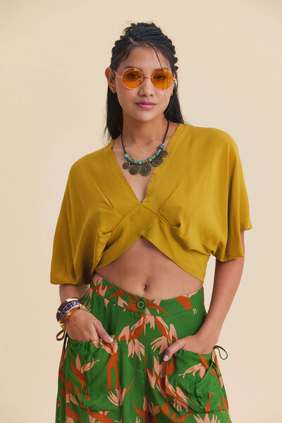 Los banditos decolteu petrecut în V cu spatele gol lejer Bluză de vară