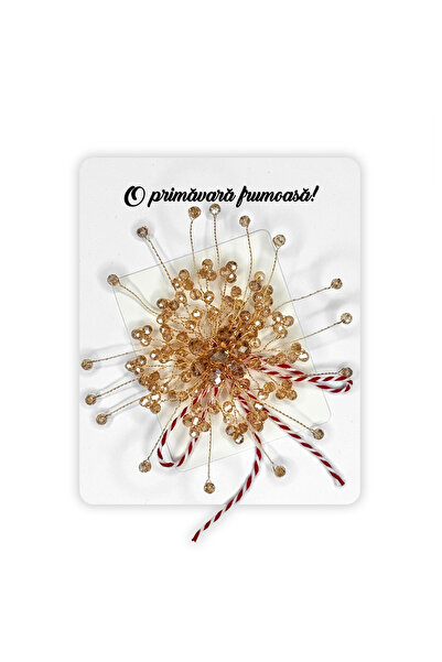 OEM Martisor Floral Brooch "Elegance" with faceted beads, 10cm