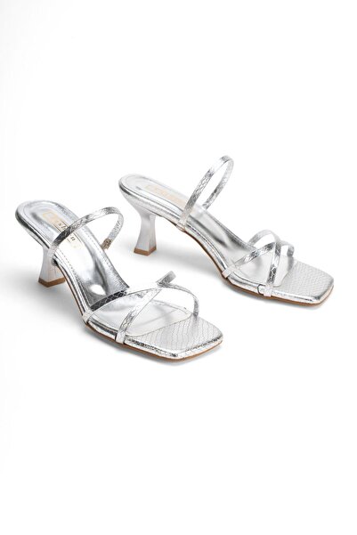 FİNTAS Ayağınıza Gelen Moda Metallic Crocodile Heels for Women Sandals