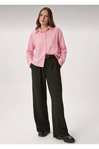 Stilera Women's Striped Short Oversized Pocketed Long Sleeve Shirt