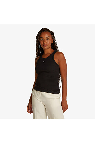 Calvin Klein Graphic Slim Kadın Siyah Kolsuz T-Shirt