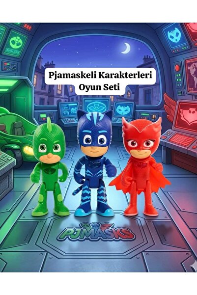 ÇEÇEN HOME 3'lü Pjamaskeliler Karakterleri Oyuncak Seti, Kedi Çocuk+Baykuş Kı...