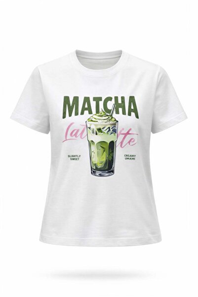 Miss Poem Γυναικείο μπλουζάκι White Matcha Latte με τύπωμα 100% Βαμβάκι