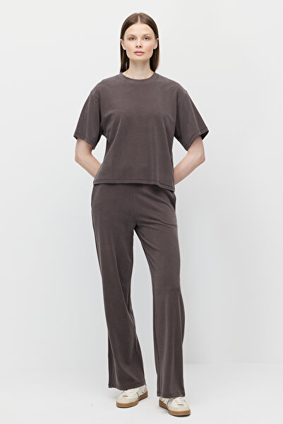 PAULMARK Women's Elastic Waist Textured Trousers