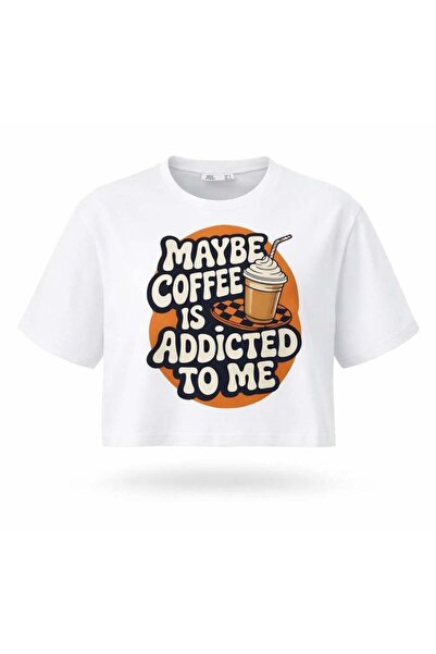 Miss Poem Γυναικείο T-Shirt σε λευκό χρώμα καφέ με τύπωμα Κοντό Βαμβάκι