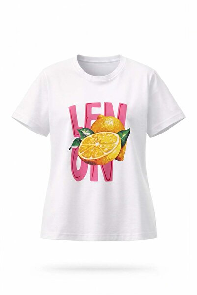 Miss Poem Ženski beli limun Štampano Pamuk T-shirt