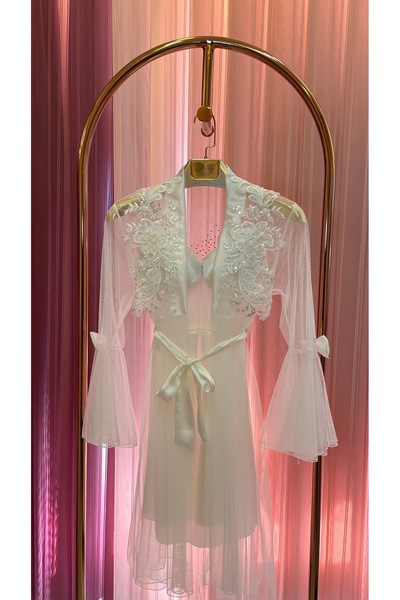 Limas lingerie Special Design Lace , 2-Piece Short Dressing Gown with Tulle D...