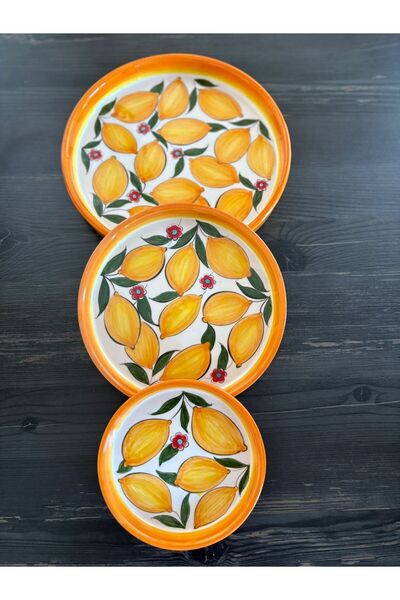 Ayosse Handmade 12 cm 15 cm 19 cm 3-Piece Ceramic Presentation Serving Plate